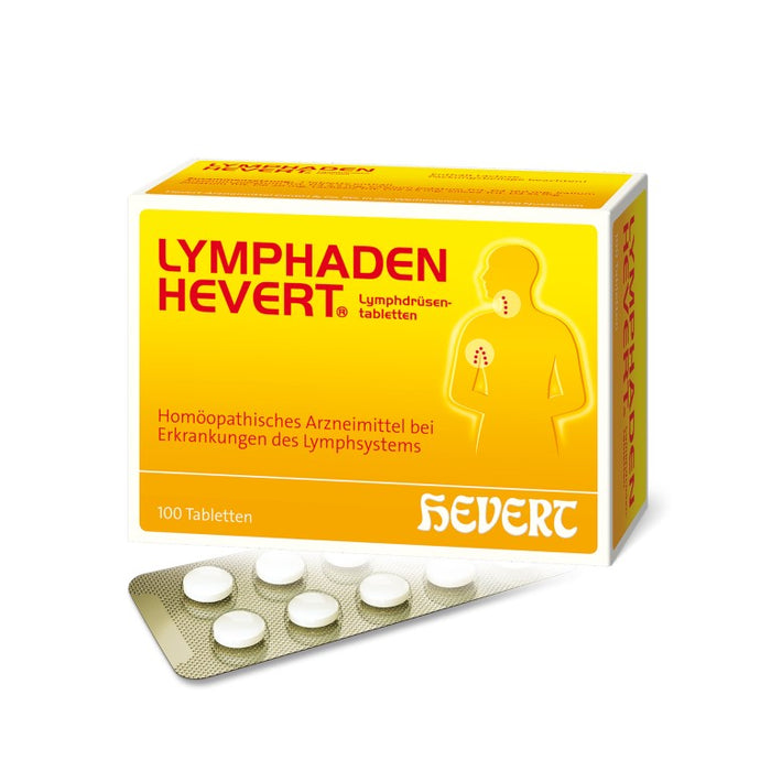 Lymphaden Hevert Lymphdrüsentabletten bei Schwellung und Entzündung der Lymphdrüsen, 100 pc Tablettes