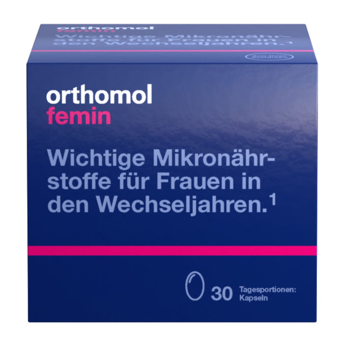 Orthomol Femin - Mikronährstoffe für Frauen in den Wechseljahren - mit Biotin, Selen, Zink, Nachtkerzenöl, Coenzym Q10 - Kapseln, 30 St. Tagesportionen
