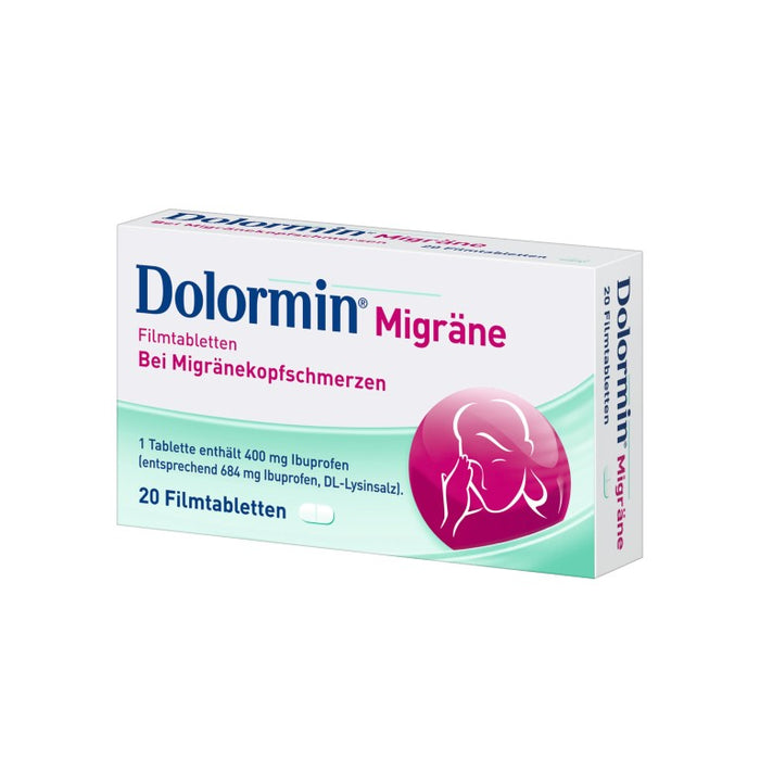 Dolormin Migräne Filmtabletten bei Migränekopfschmerzen, 20 pc Tablettes
