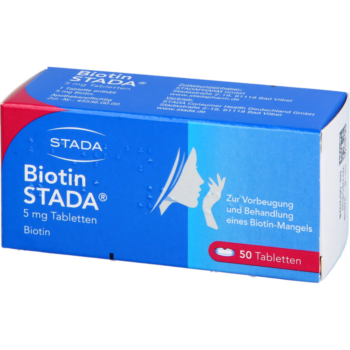 STADA Biotin Tabletten zur Vorbeugung und Behandlung eines Biotin-Mangels, 50 pcs. Tablets