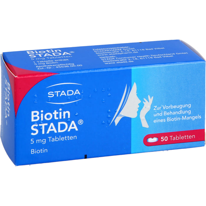 STADA Biotin Tabletten zur Vorbeugung und Behandlung eines Biotin-Mangels, 50 pc Tablettes