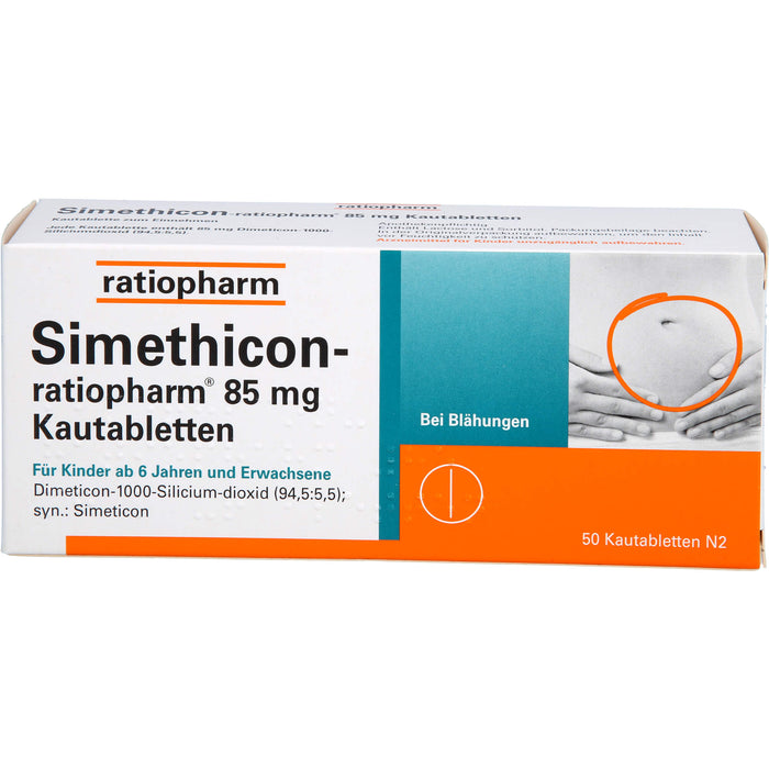 Simethicon-ratiopharm 85 mg Kautabletten bei Blähungen, 50 St. Tabletten