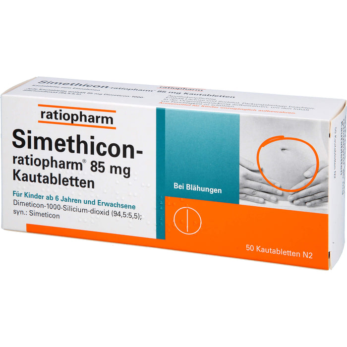 Simethicon-ratiopharm 85 mg Kautabletten bei Blähungen, 50 pcs. Tablets