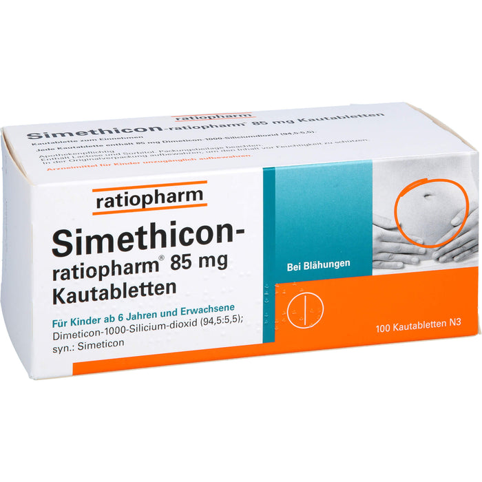 Simethicon-ratiopharm 85 mg Kautabletten bei Blähungen, 100.0 St. Tabletten
