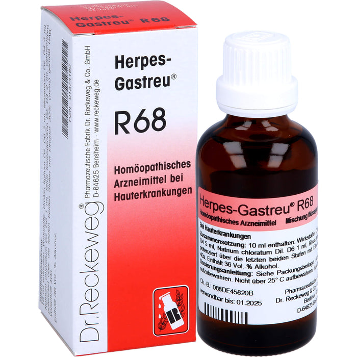 Herpes-Gastreu R68 Mischung bei Hauterkrankungen, 50 ml Solution