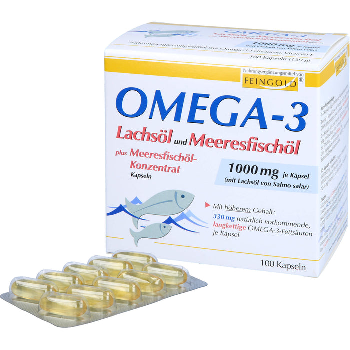 Omega-3 Lachsöl und Meeresfischöl Kapseln, 100 pcs. Capsules