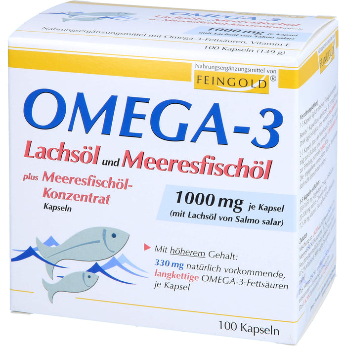 Omega-3 Lachsöl und Meeresfischöl Kapseln, 100 pcs. Capsules