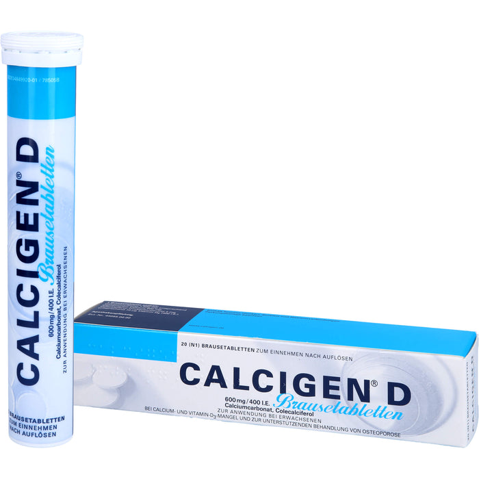CALCIGEN D 600 mg / 400 I.E. Brausetabletten bei Calcium- und Vitamin-D3-Mangel, 20 pcs. Tablets