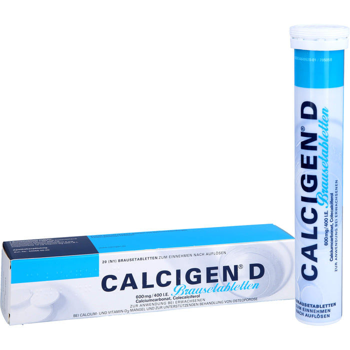 CALCIGEN D 600 mg / 400 I.E. Brausetabletten bei Calcium- und Vitamin-D3-Mangel, 20 pc Tablettes
