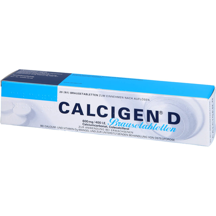 CALCIGEN D 600 mg / 400 I.E. Brausetabletten bei Calcium- und Vitamin-D3-Mangel, 20 pcs. Tablets