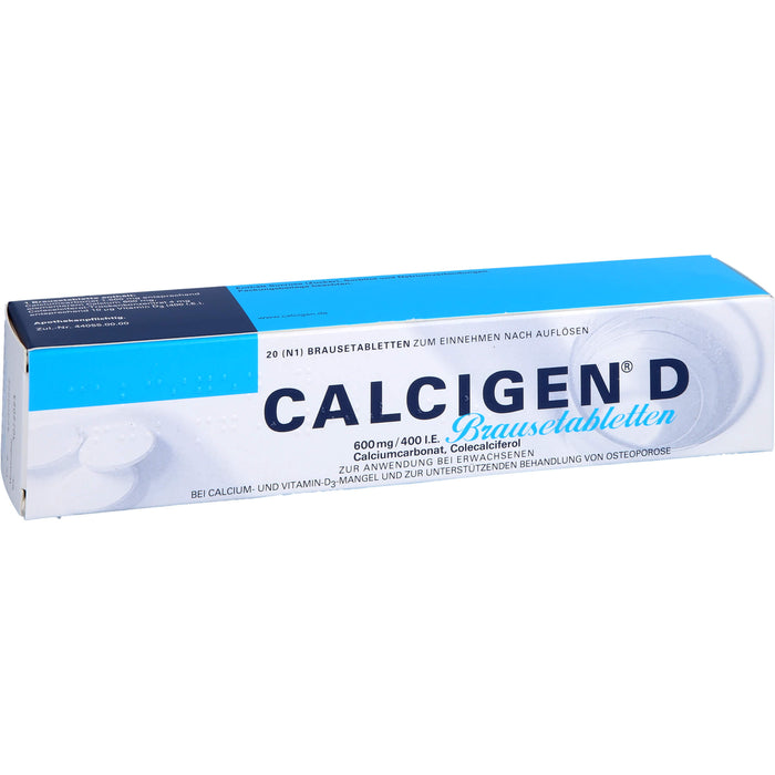 CALCIGEN D 600 mg / 400 I.E. Brausetabletten bei Calcium- und Vitamin-D3-Mangel, 20 pcs. Tablets