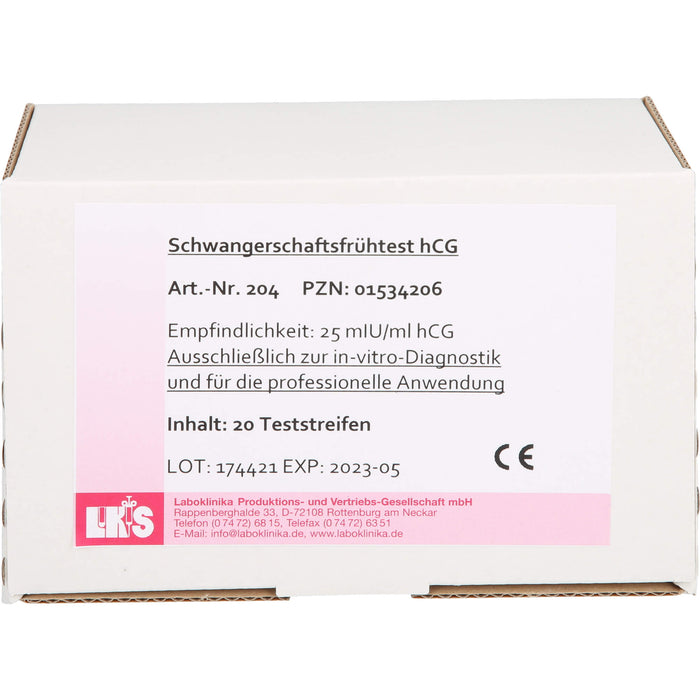 Schwangerschaftsfrühtest Urin HCG Teststreifen, 20 St TTR