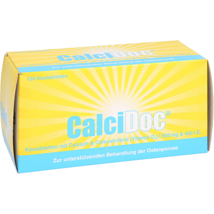 CalciDoc 600 mg/400 I.E. Kautabletten zur unterstützenden Behandlung der Osteoporose, 120 St. Tabletten