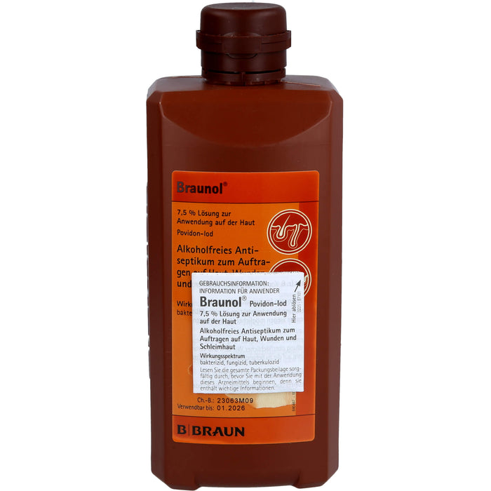 Braunol alkoholfreies Antiseptikum zum Auftragen auf Haut, Wunden und Schleimhaut, 500 ml Lösung