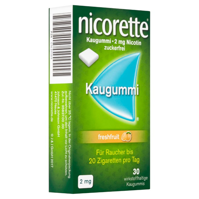 nicorette Kaugummi 2 mg Nicotin zuckerfrei freshfruit, 30 pcs. Chewing gum