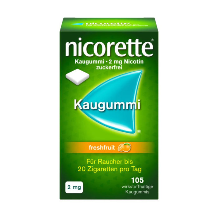 nicorette Kaugummi 2 mg Nicotin zuckerfrei freshfruit, 105 St. Kaugummi