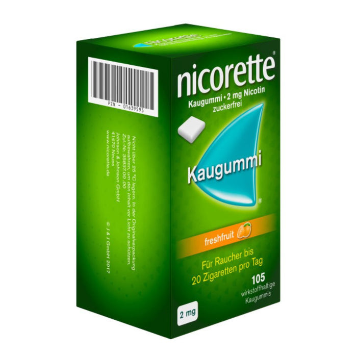 nicorette Kaugummi 2 mg Nicotin zuckerfrei freshfruit, 105 pcs. Chewing gum