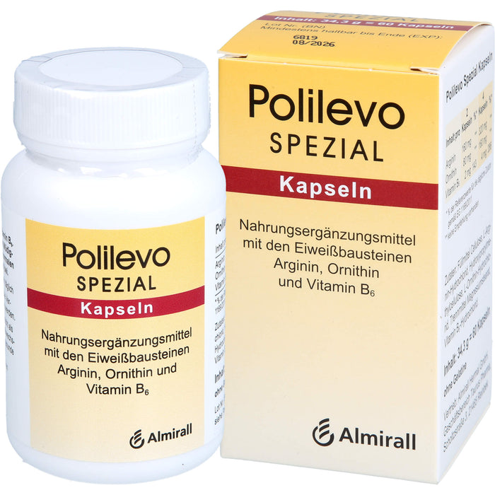 Polilevo spezial Kapseln mit Arginin, Ornithin und Vitamin B6, 60 pc Capsules