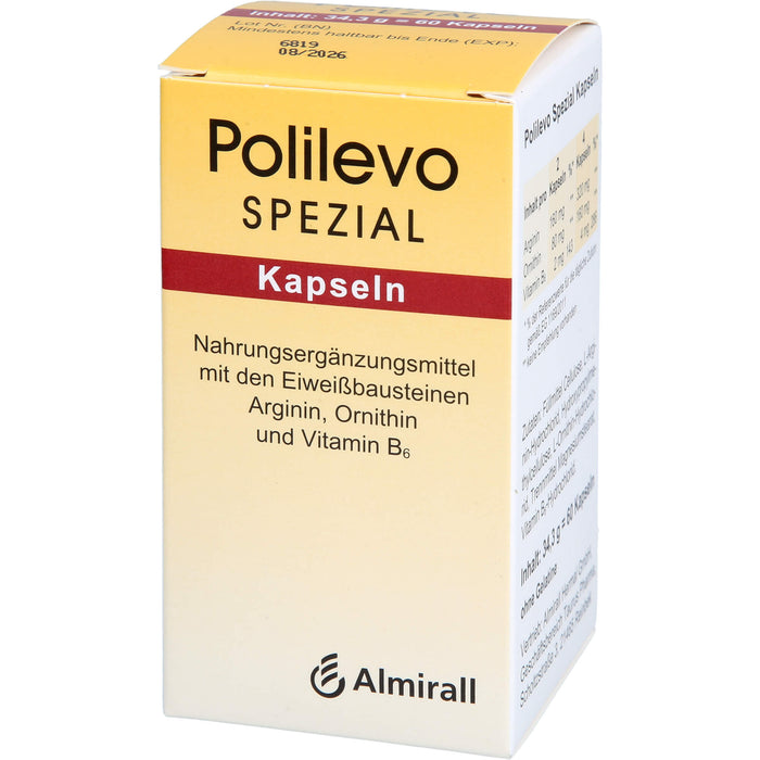 Polilevo spezial Kapseln mit Arginin, Ornithin und Vitamin B6, 60 pc Capsules