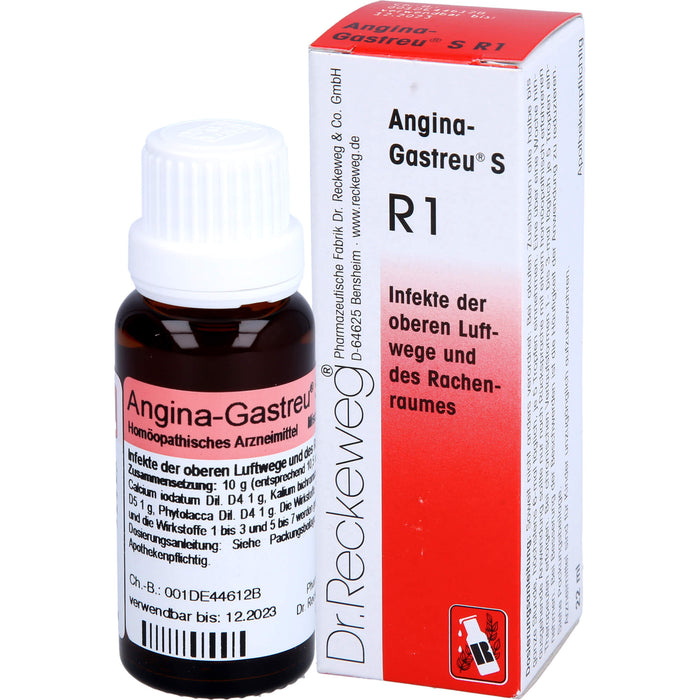 Dr.Reckeweg Angina-Gastreu S R1 Mischung bei Infekten der oberen Luftwege und des Rachenraumes, 22 ml Mixture
