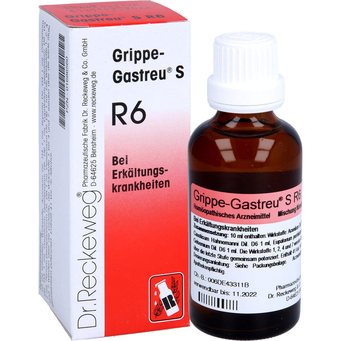 Dr.Reckeweg Grippe-Gastreu S R6 Tropfen bei Erkältungskrankheiten, 50 ml Solution