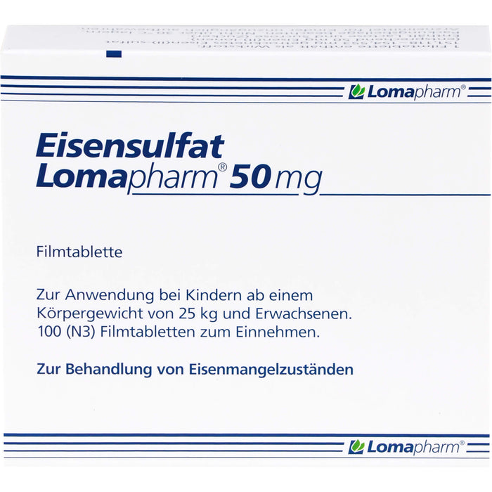 Eisensulfat Lomapharm 50 mg, Filmtablette, 100 pcs. Tablets