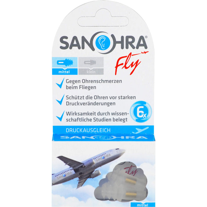 SANOHRA fly gegen Ohrenschmerzen beim Fliegen Ohrenschutz klein, 2 pc Bouchons d'oreilles