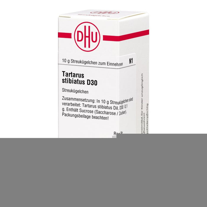 Tartarus stibiatus D30 DHU Globuli, 10 g Globuli
