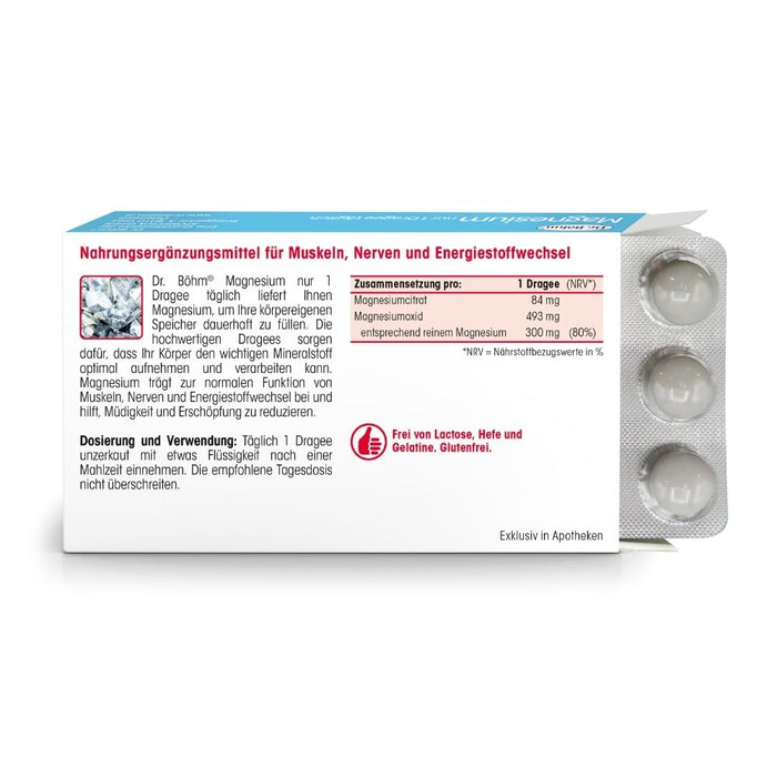 Dr. Böhm Magnesium nur 1 Dragee täglich für Muskeln, Nerven und Energiestoffwechsel, 30 St. Dragees