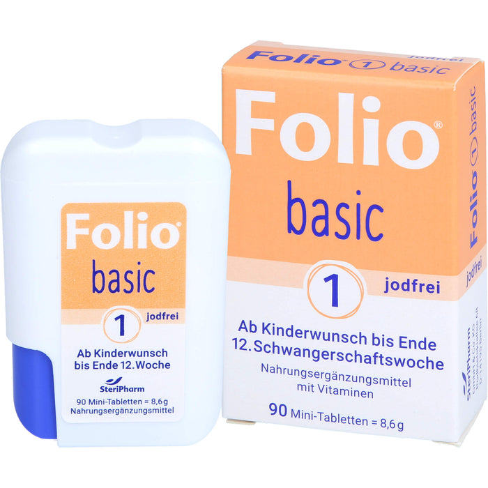 Folio 1 Basic jodfrei ab Kinderwunsch bis Ende 12.Woche, 90 pc Tablettes