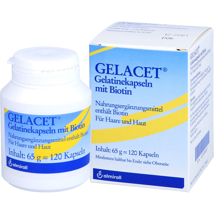 GELACET Gelatinekapseln mit Biotin für Haare und Haut, 120 pc Capsules