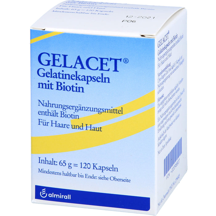 GELACET Gelatinekapseln mit Biotin für Haare und Haut, 120 pc Capsules
