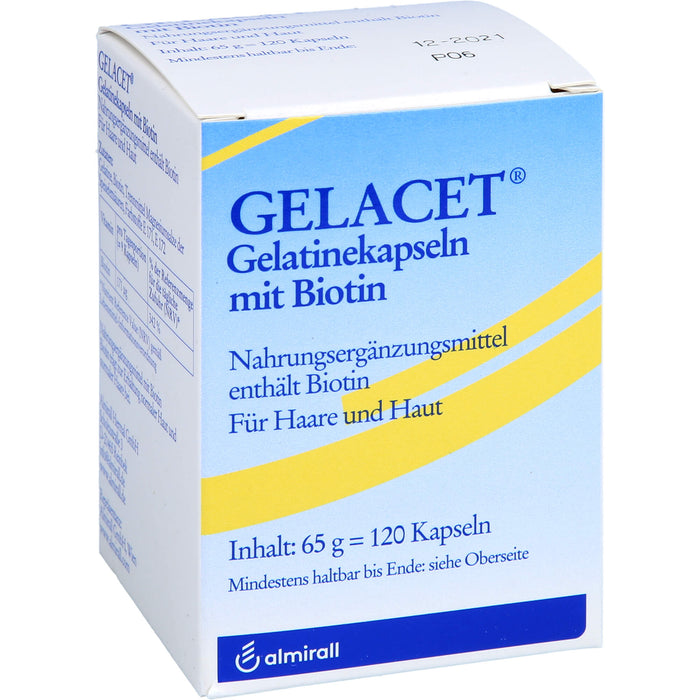 GELACET Gelatinekapseln mit Biotin für Haare und Haut, 120 pc Capsules