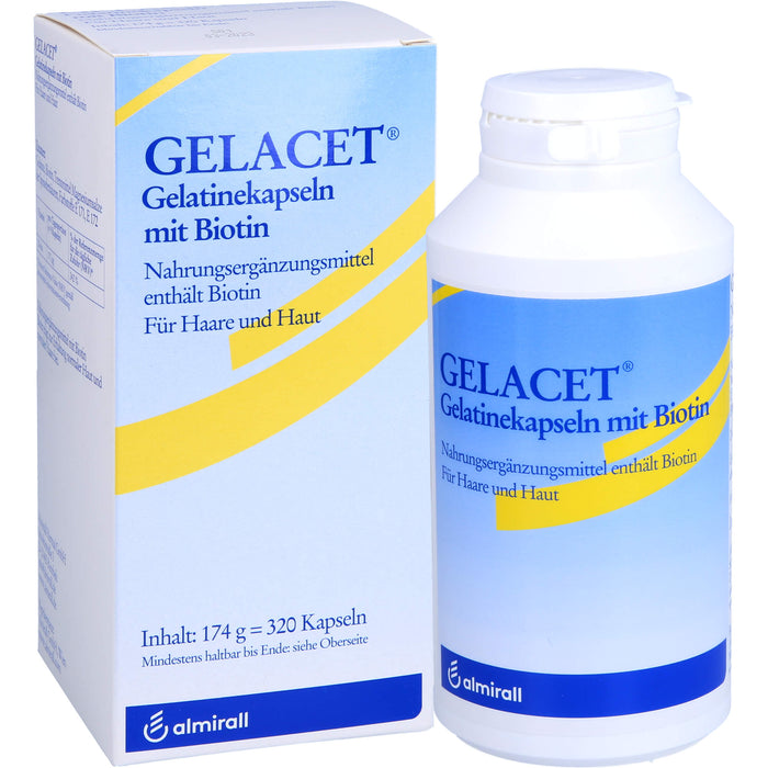 GELACET Gelatinekapseln mit Biotin für Haare und Haut, 320 pcs. Capsules