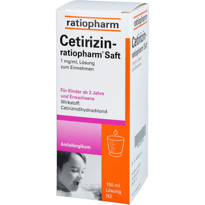 Cetirizin-ratiopharm Saft Antiallergikum, 150 ml Solution