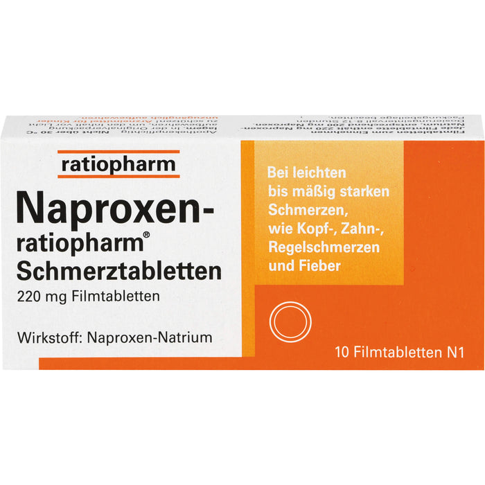 Naproxen-ratiopharm Schmerztabletten, 10 pc Tablettes