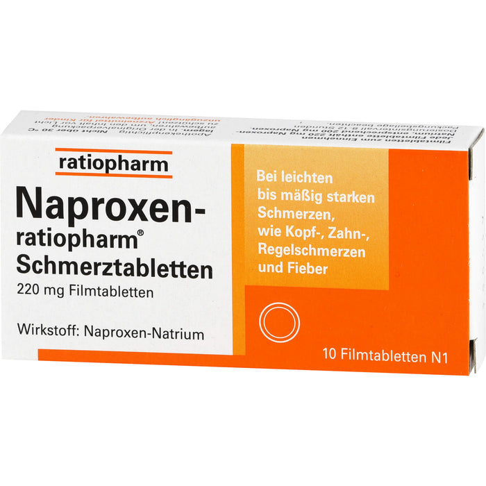 Naproxen-ratiopharm Schmerztabletten, 10 pc Tablettes