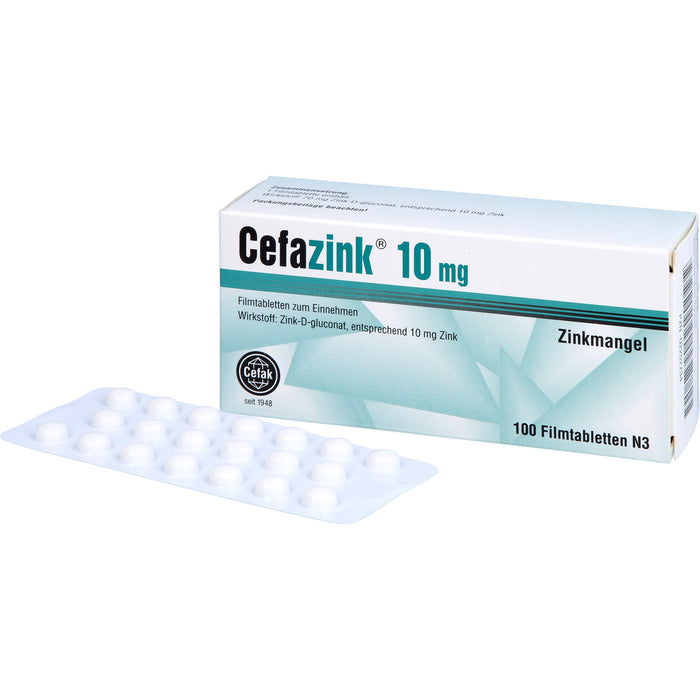 Cefazink 10 mg Filmtabletten bei Zinkmangel, 100 pcs. Tablets