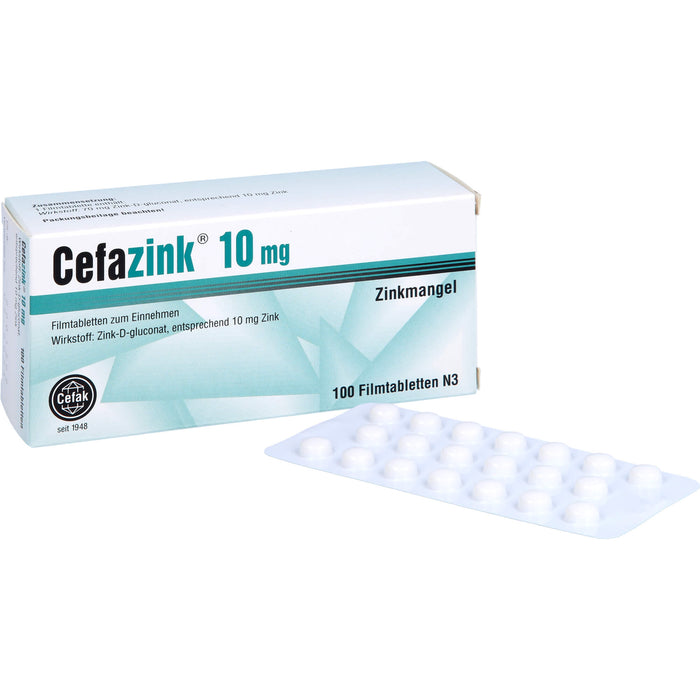 Cefazink 10 mg Filmtabletten bei Zinkmangel, 100 pcs. Tablets
