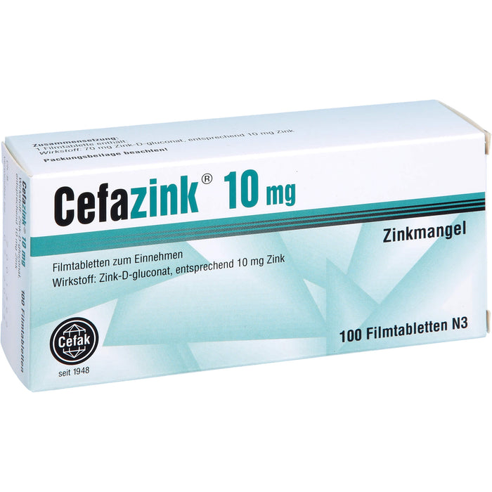 Cefazink 10 mg Filmtabletten bei Zinkmangel, 100 pcs. Tablets