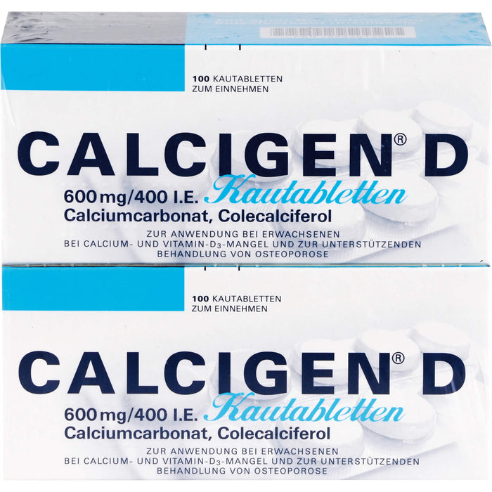 CALCIGEN D 600 mg / 400 I.E. Kautabletten bei Calcium- und Vitamin D3-Mangel, 200 St. Tabletten