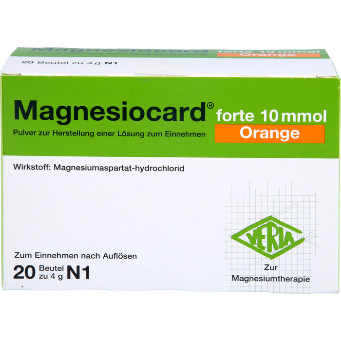 Magnesiocard forte 10 mmol Orange Pulver zur Magnesiumtherapie, 20 St. Beutel