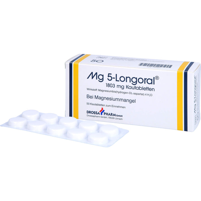 Mg 5-Longoral 1803 mg Kautabletten bei Magnesiummangel, 50 pc Tablettes
