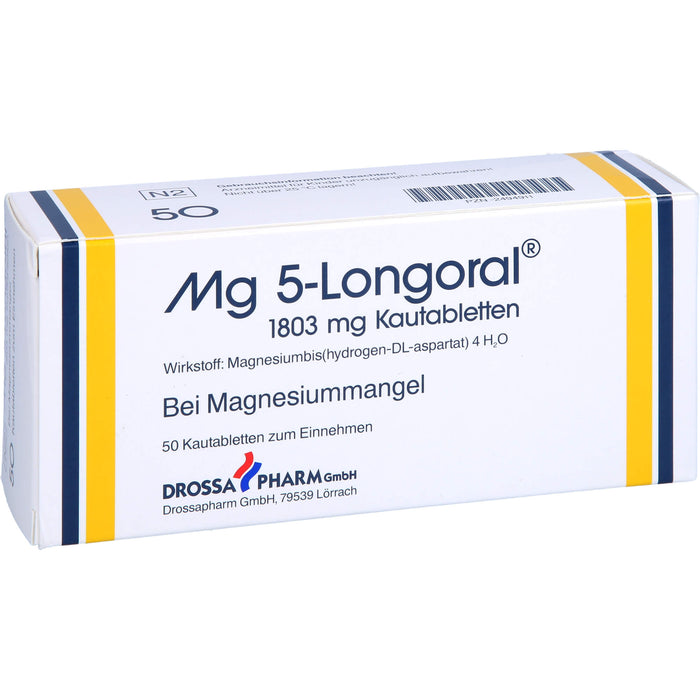 Mg 5-Longoral 1803 mg Kautabletten bei Magnesiummangel, 50 pc Tablettes