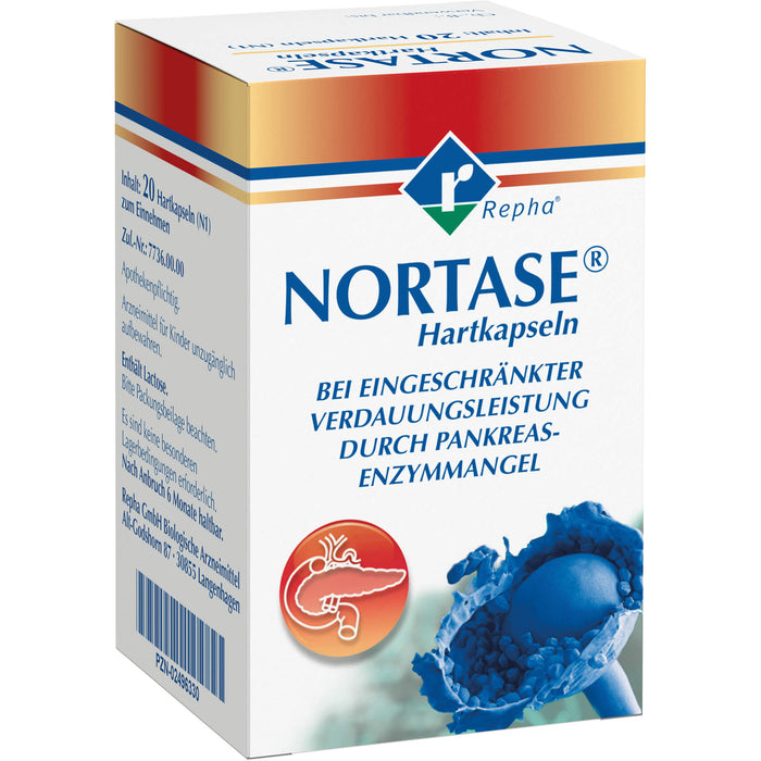 NORTASE Kapseln bei eingeschränkter Verdauungsleistung durch Pankreasenzymmangel, 20 pcs. Capsules