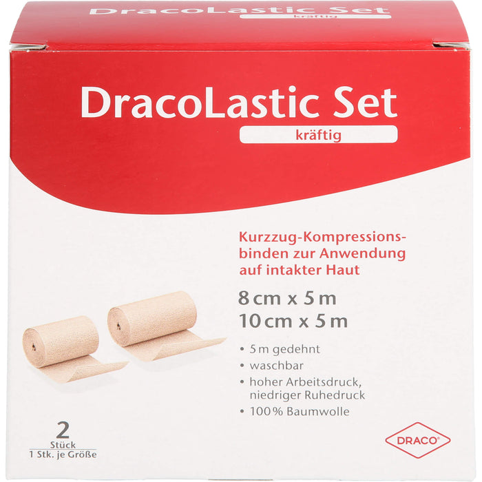 DracoLastic Set kräftig Kurzzug-Kompressions-Binden 8 cm x 5 m und 10 cm x 5 m, 2 St. Packung