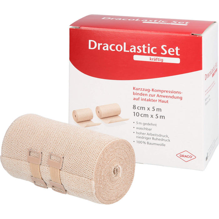 DracoLastic Set kräftig Kurzzug-Kompressions-Binden 8 cm x 5 m und 10 cm x 5 m, 2 pcs. Pack