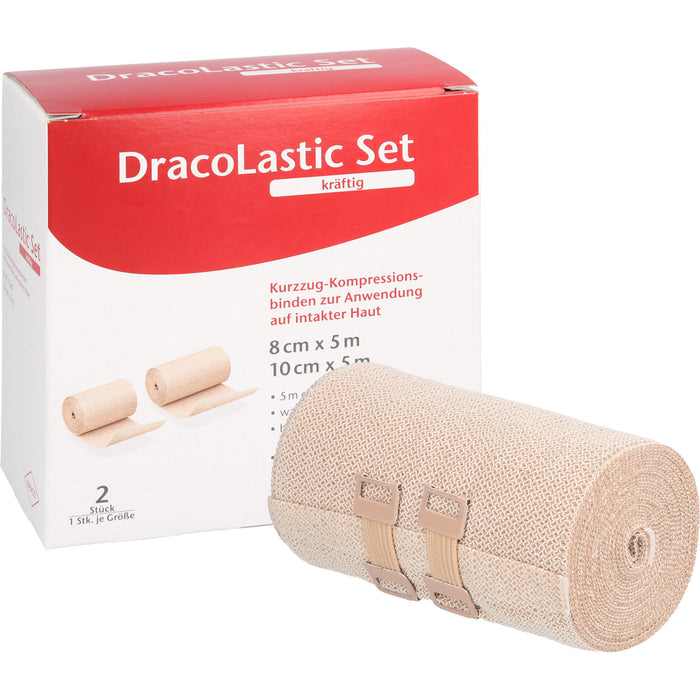 DracoLastic Set kräftig Kurzzug-Kompressions-Binden 8 cm x 5 m und 10 cm x 5 m, 2 pcs. Pack