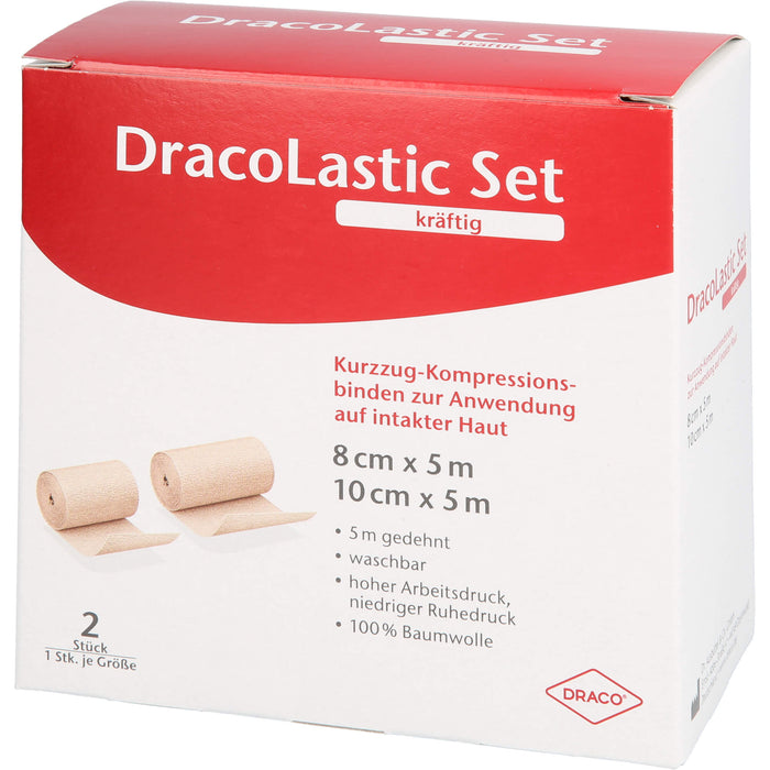 DracoLastic Set kräftig Kurzzug-Kompressions-Binden 8 cm x 5 m und 10 cm x 5 m, 2 pc Paquet