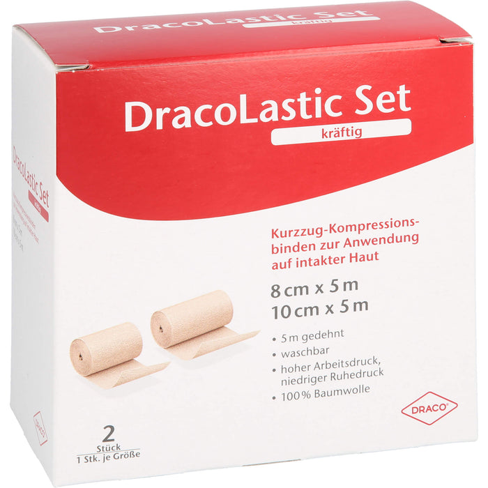 DracoLastic Set kräftig Kurzzug-Kompressions-Binden 8 cm x 5 m und 10 cm x 5 m, 2 pcs. Pack